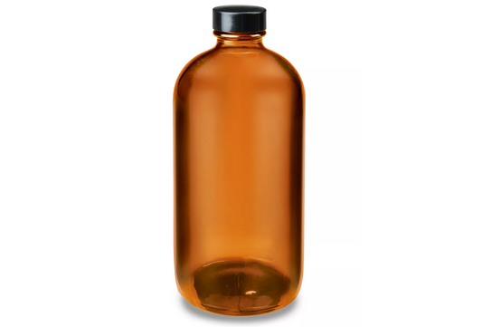 Glass Bottle - Amber Boston Round