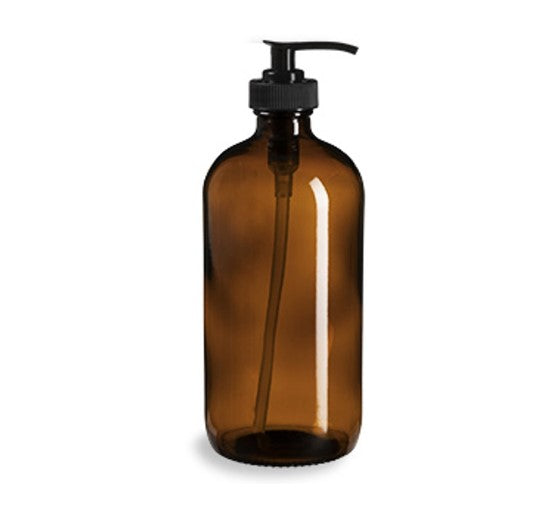 Glass Bottle - Amber Boston Round