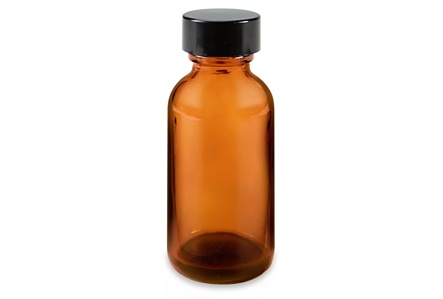 Glass Bottle - Amber Boston Round