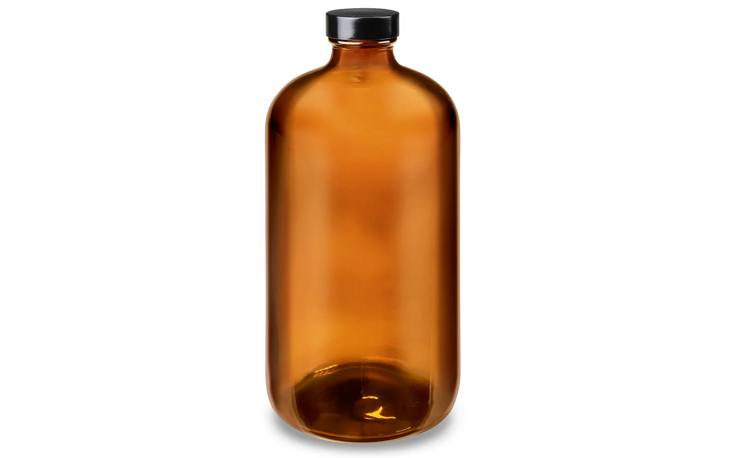 Glass Bottle - Amber Boston Round
