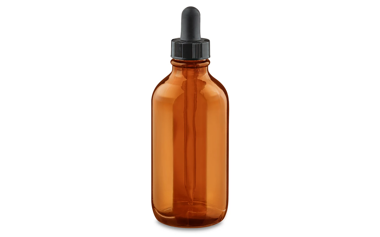 Glass Bottle - Amber Boston Round