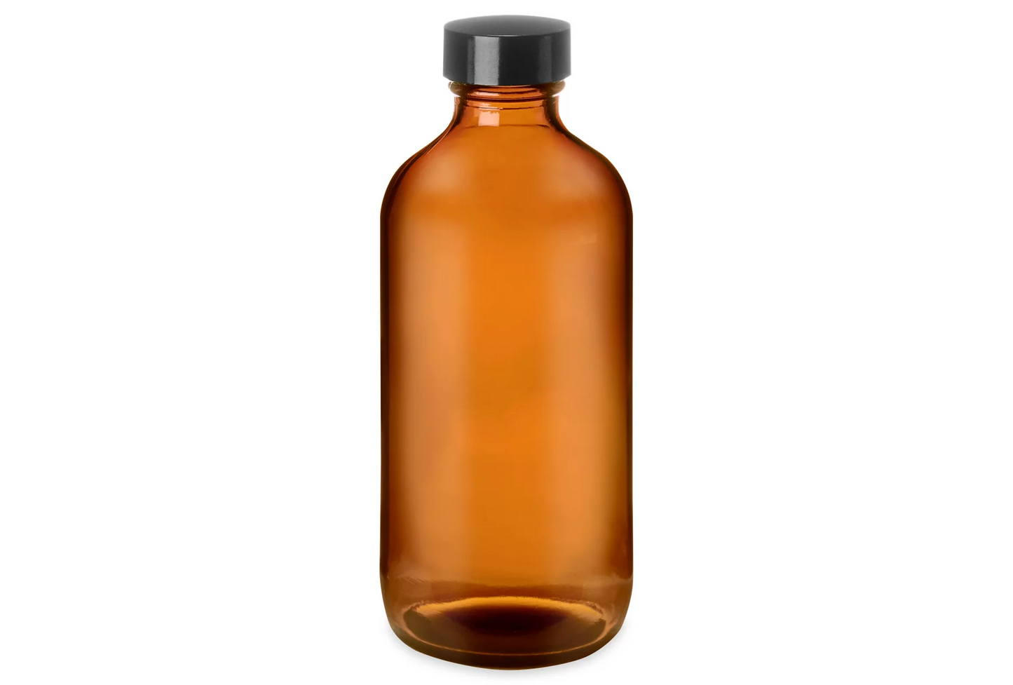 Glass Bottle - Amber Boston Round