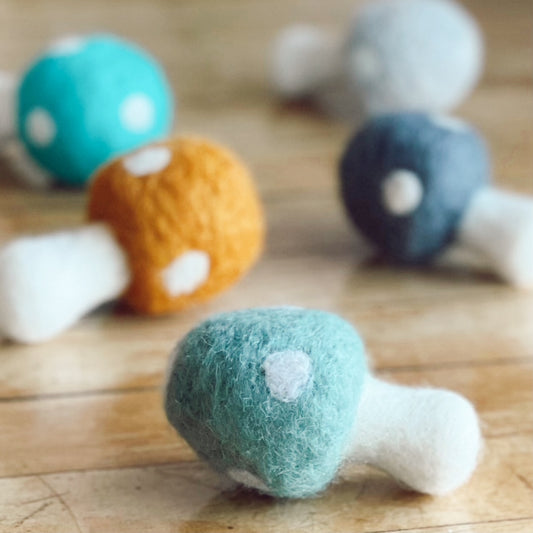 Organic Wool Plastic Free Mushroom Cat Toy