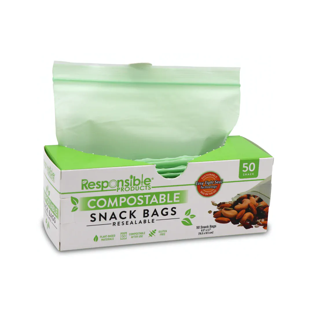 Large Gallon Resealable Zip Compostable Food Storage Bags (10.6 x 10.7)